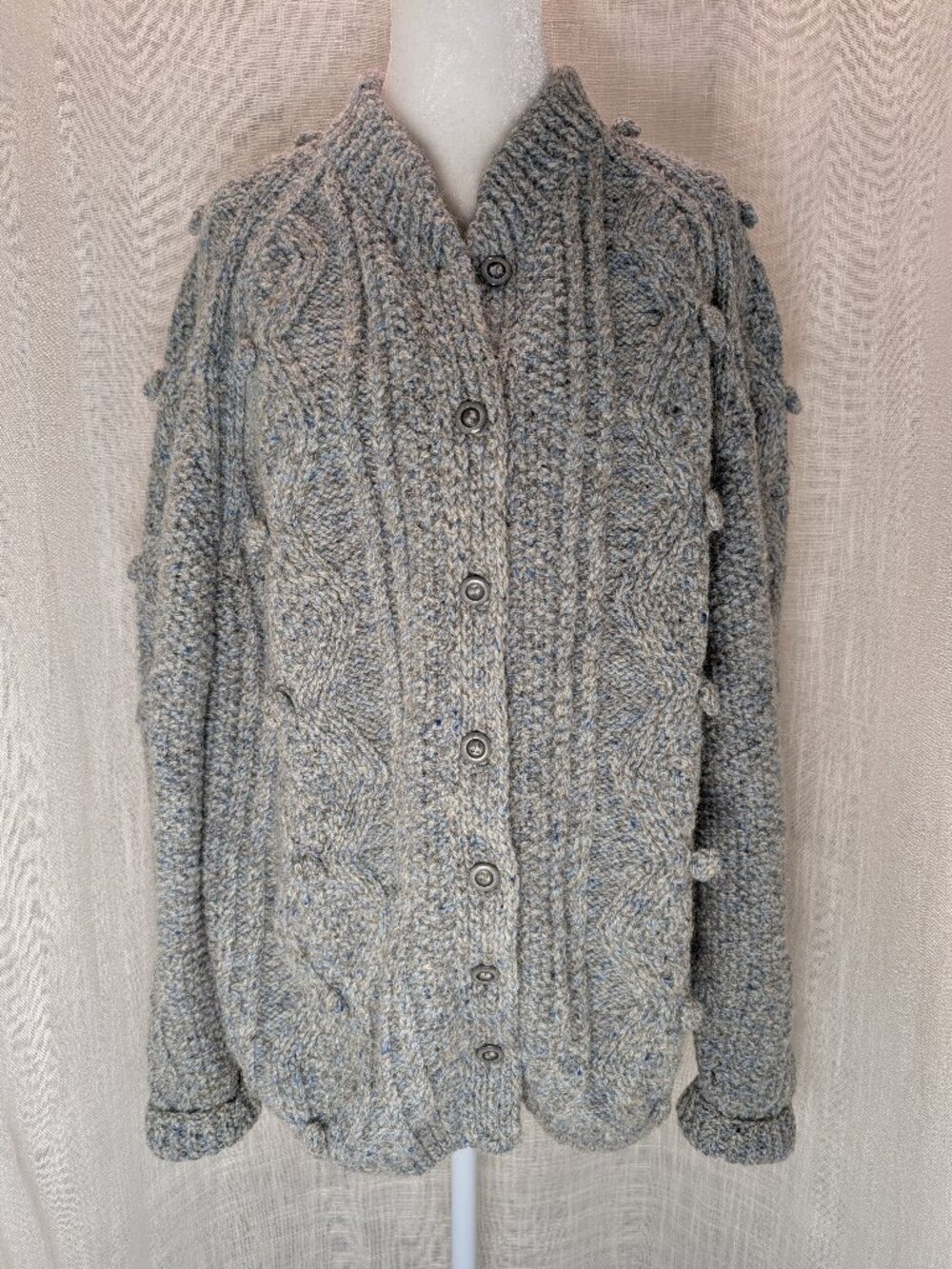 Vintage Handmade Chunky Knit Cardigan Cottagecore XL